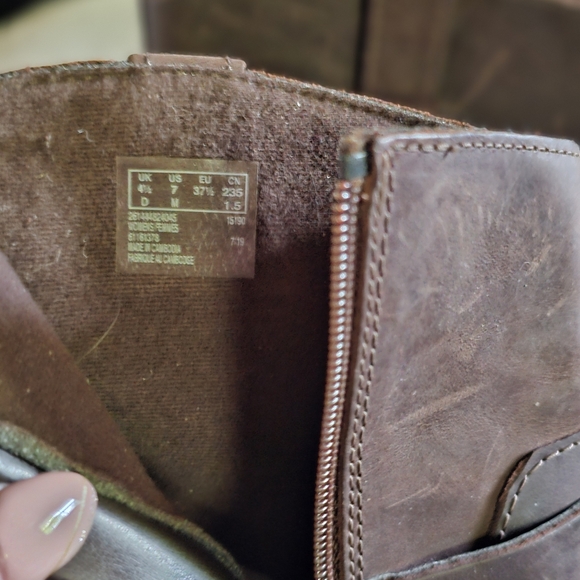 Clarks Dark Brown Heeled Boots - Picture 2 of 8